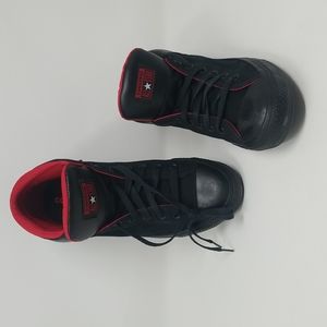 Women's 11.5 new black and red hi street high top all star converse